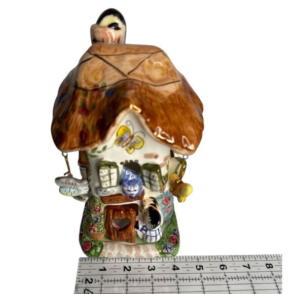 Cobblestone Village Cat’s House Ceramic Candle Holder Cottage Tealight w/ Tag - Picture 2 of 8